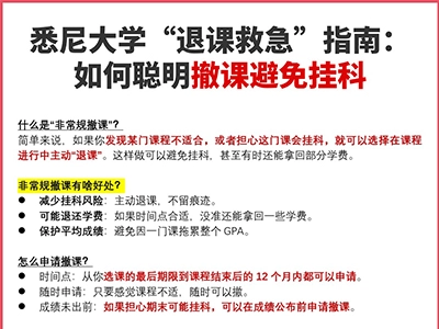 悉尼大学“退课救急”指南：如何聪明撤课避免挂科